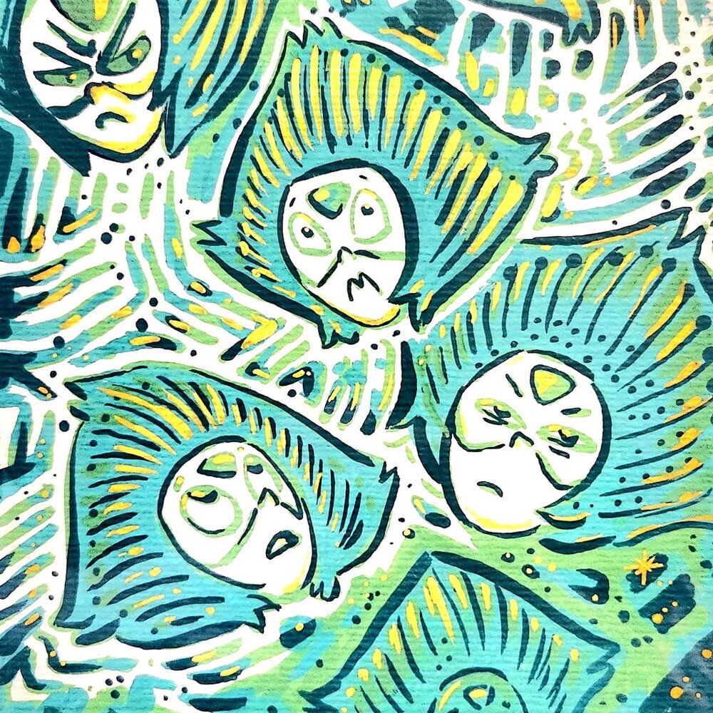 Original "Green Space" Peridot Acrylic Painting on Arches Paper (2025)